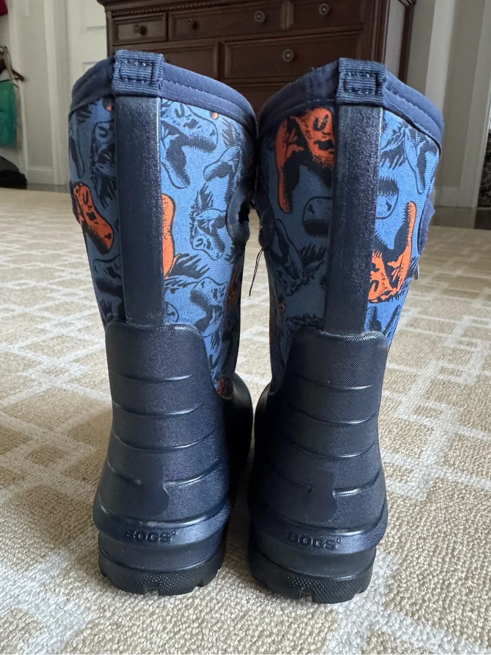BOGS Neo-Classic Waterproof Winter Boots Blue Dinosaur Print Kids Size 11